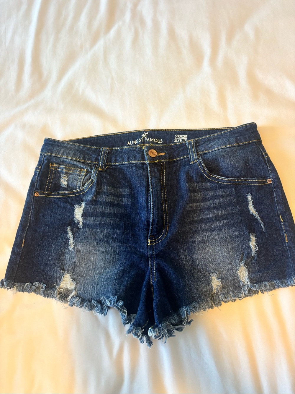 Almost Famous Dark Blue Distressed Denim Cutoff Shorts